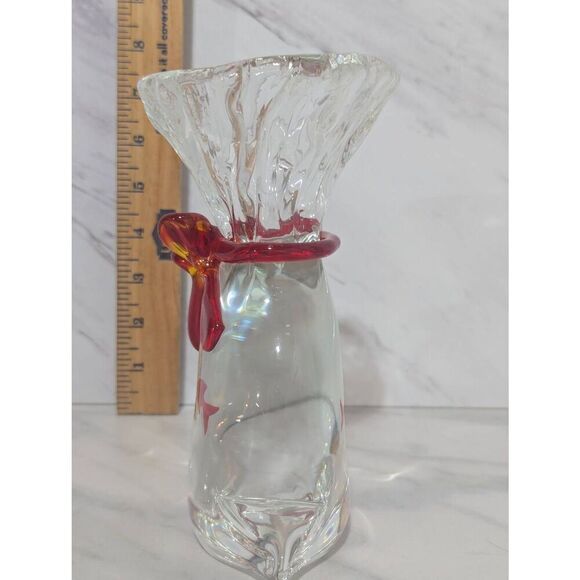 Murano Vintage Bag Tied With Bow Two Gold Fish Blown Glassware - Picture 2 of 6